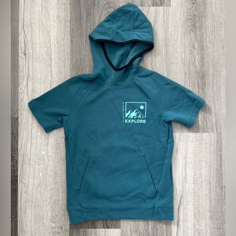 Short sleeve hoodie teal kids M